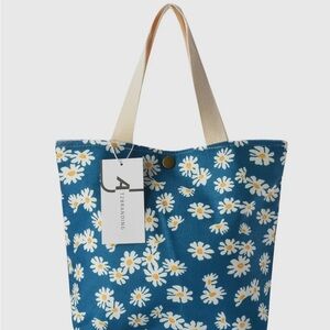 Floral Blue Tote Bag by